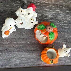 Bundle of 4 Halloween Ghost and Pumpkin Figurines